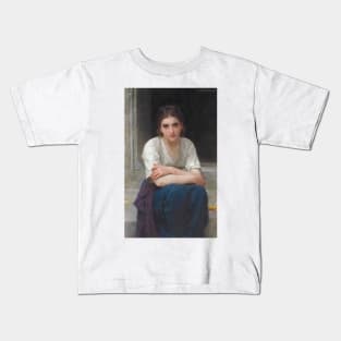 Reverie Sur le Seuil by William-Adolphe Bouguereau Kids T-Shirt